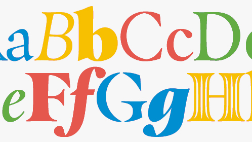Alphabet of various typefaces