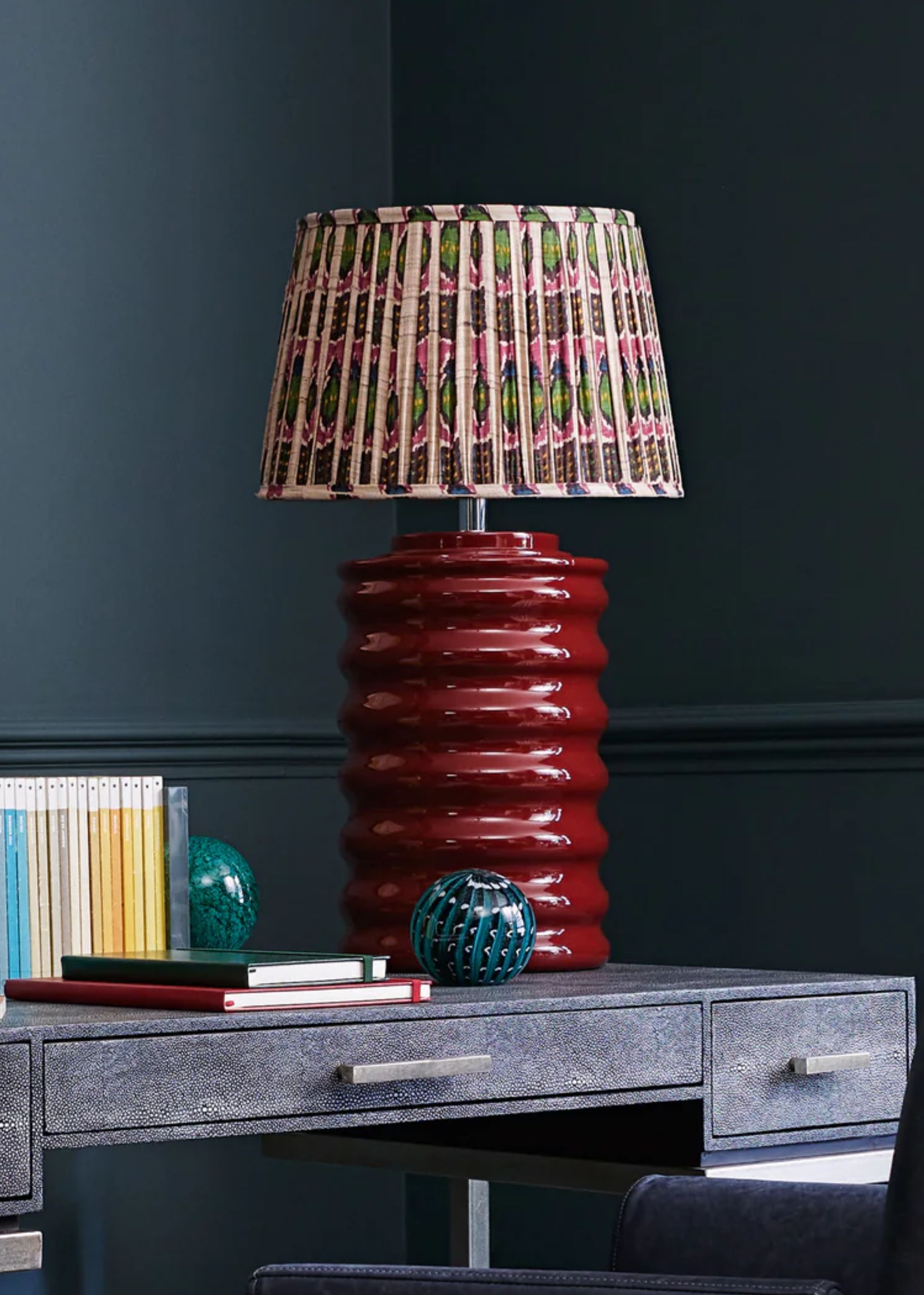 Oka Prod, Rinca Silk Pleated Lampshade 35cm - Multi