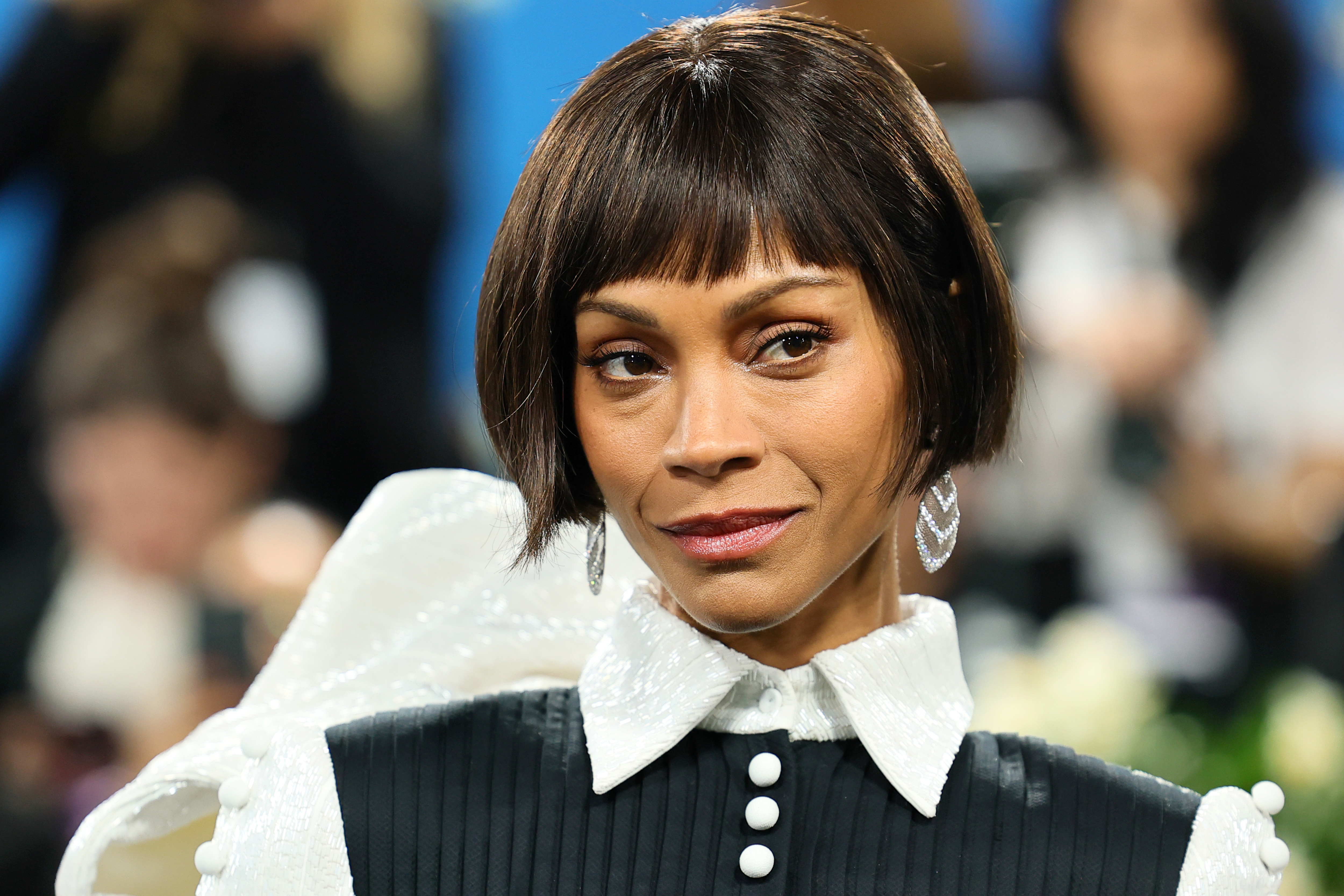 Zoe Salda&amp;ntilde;a attending an event