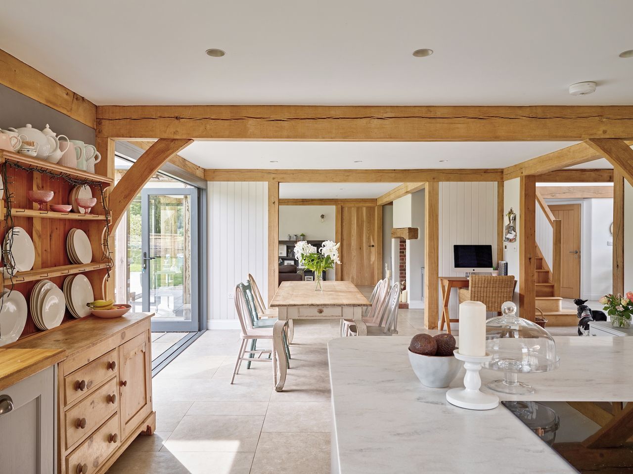 kitchen diner in oak frame open plan house