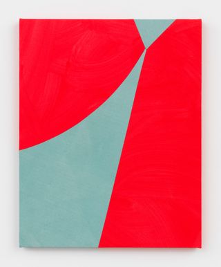 Canvas with two red objects resembling wings