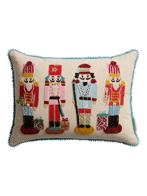 Multicolor Nutcracker Beaded Lumbar Pillow