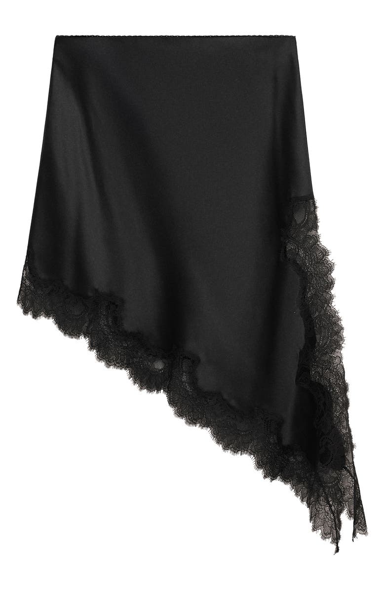 Asymmetric Satin &amp; Lace Skirt