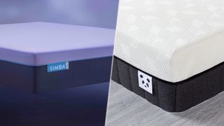 An image of the Simba Hybrid Pro mattress next to an image of the Panda Bamboo Hybrid mattress