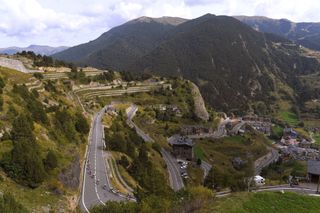 The 2018 Vuelta a España during its ascent of the Coll De Ordino in Andorra