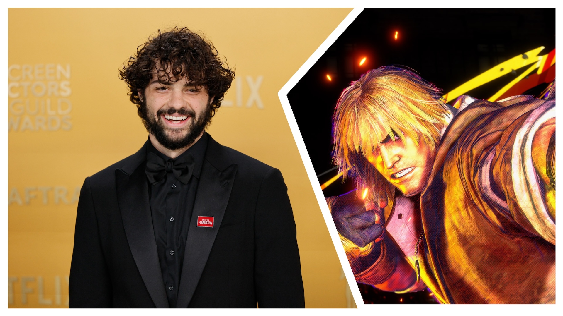 Noah Centineo on the left and on the right is Ken from Street Fighter