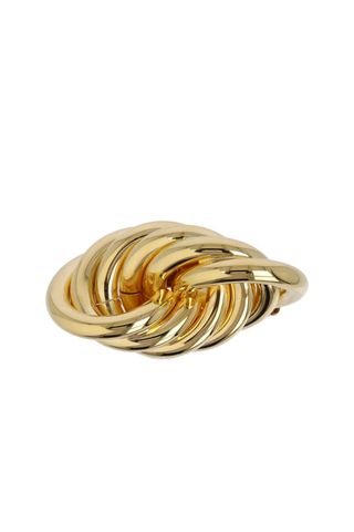 Jil Sander gold Wrinkled Brooch on white background