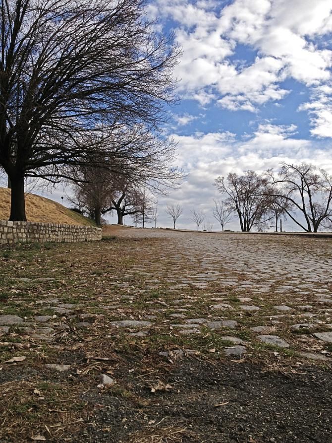 The cobbles of Libby Hill Park in Richmond, Virginia.