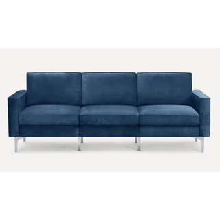 blue velvet three-seater