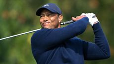 Tiger Woods takes a shot at the Genesis Invitational