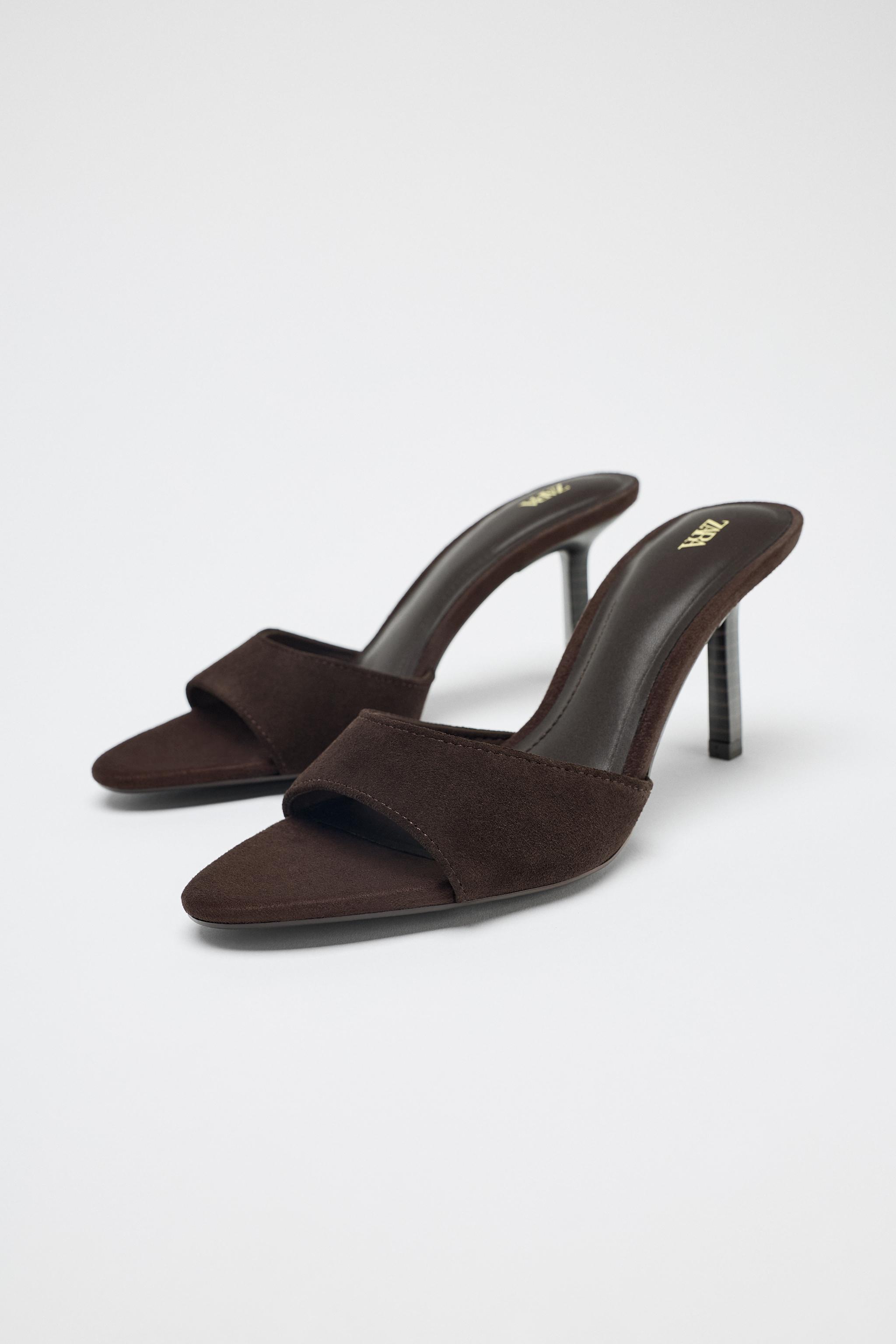 Split Leather Heeled Sandals
