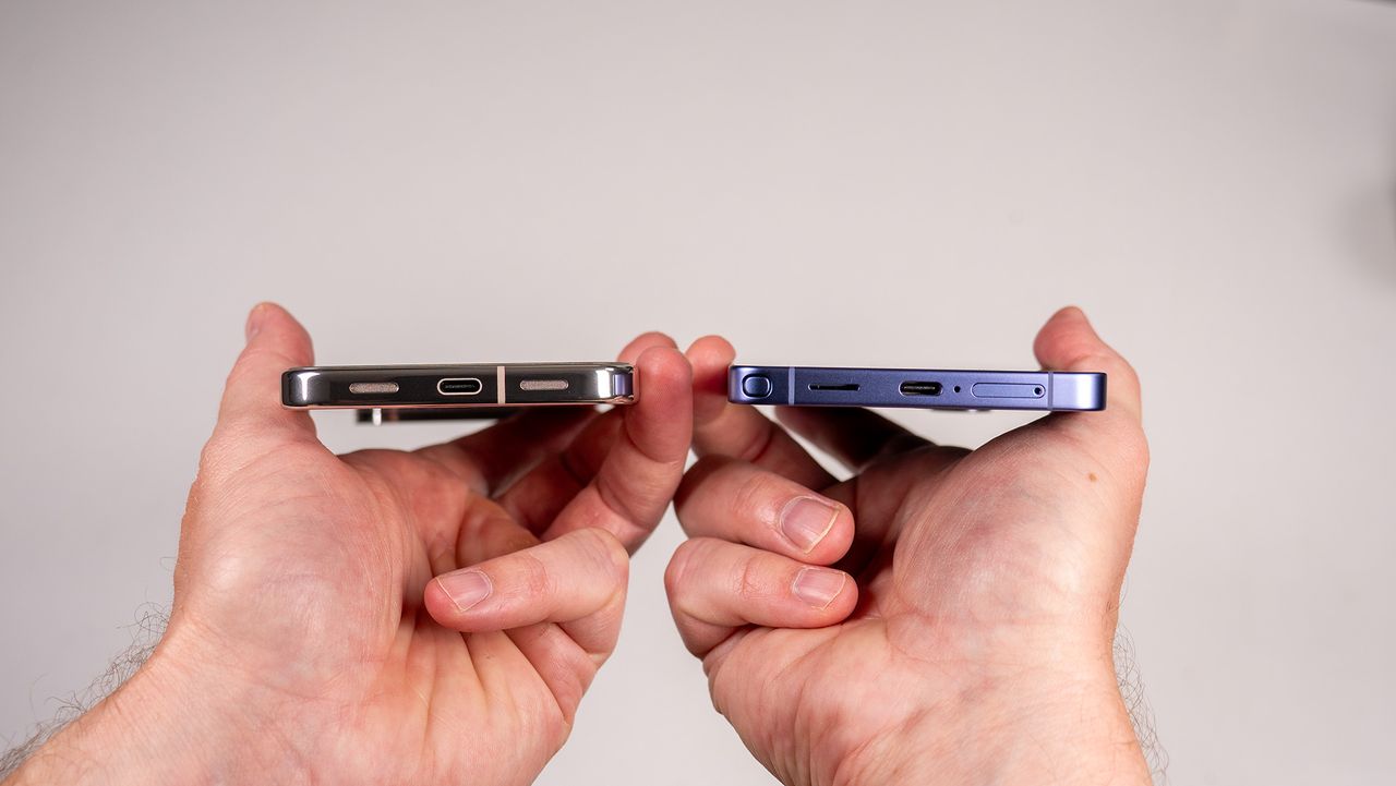 Comparing the white Google Pixel 10 Pro XL with the blue Samsung Galaxy S26 Ultra