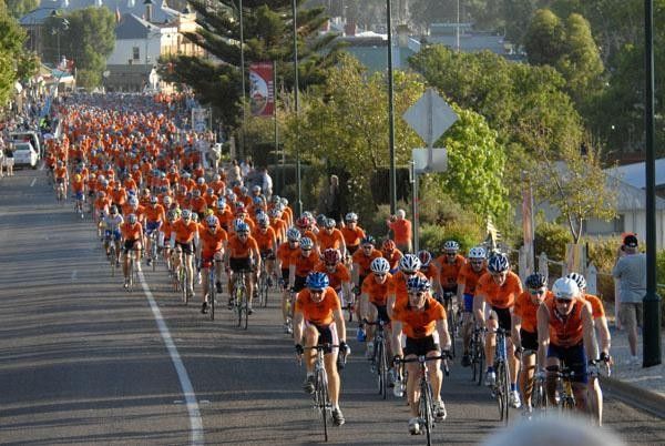 The lead riders make their way