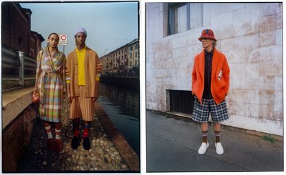 Zegna x The Elder Statesman cashmere collection seeing people wearing colourful cashmere on Milan streets