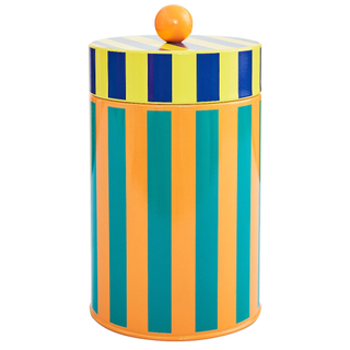 tall striped coffee container
