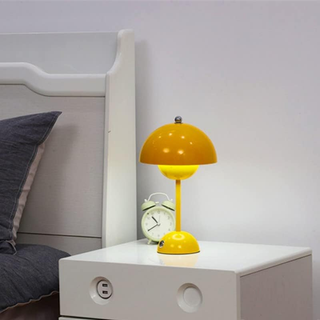yellow mid-century modern table lamp