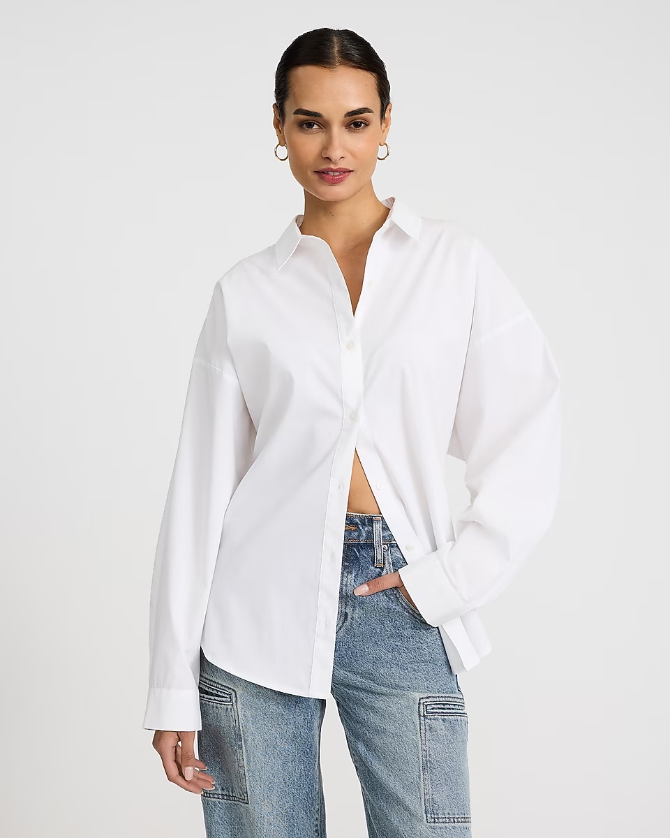 express, Stretch Cotton Poplin Oversized Shirt