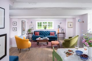 colourful modern living room in a cottage in Kent
