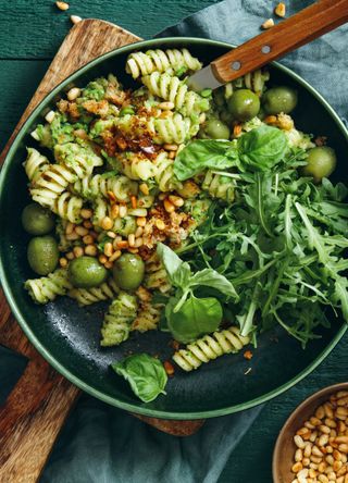 Pine nut and pesto pasta salad