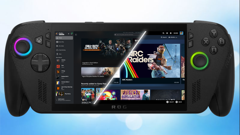 Xbox Ally X with Xbox App open on one side and Steam open on the other