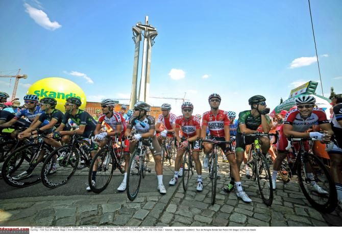 Rider waiting for the start of the 2014 Tour de Pologne