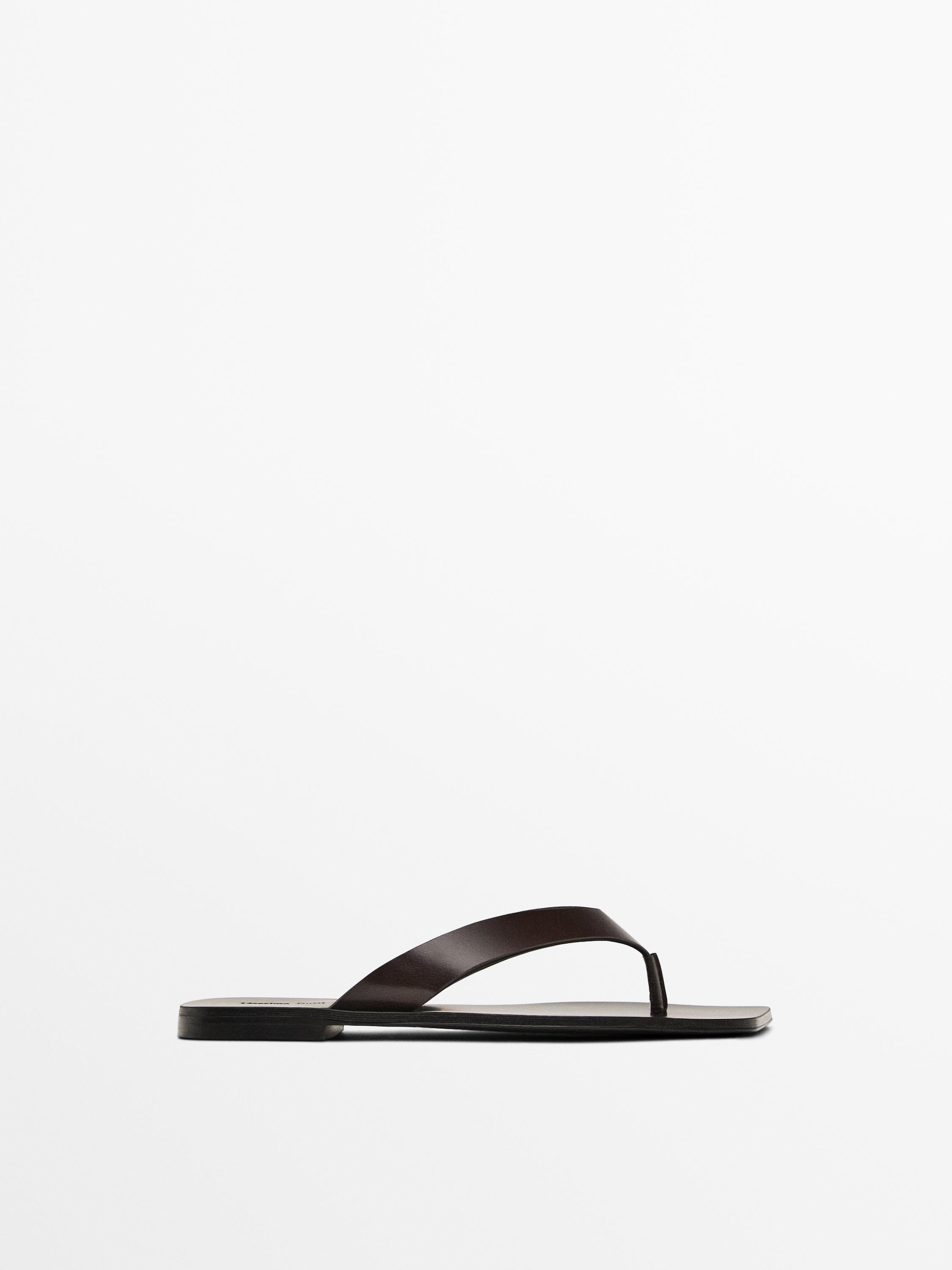 Massimo Dutti, Leather Toe Divider Sandals
