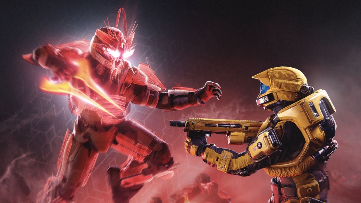 Halo Infinite Season 4 promo image showing an infected Spartan lunging towards another