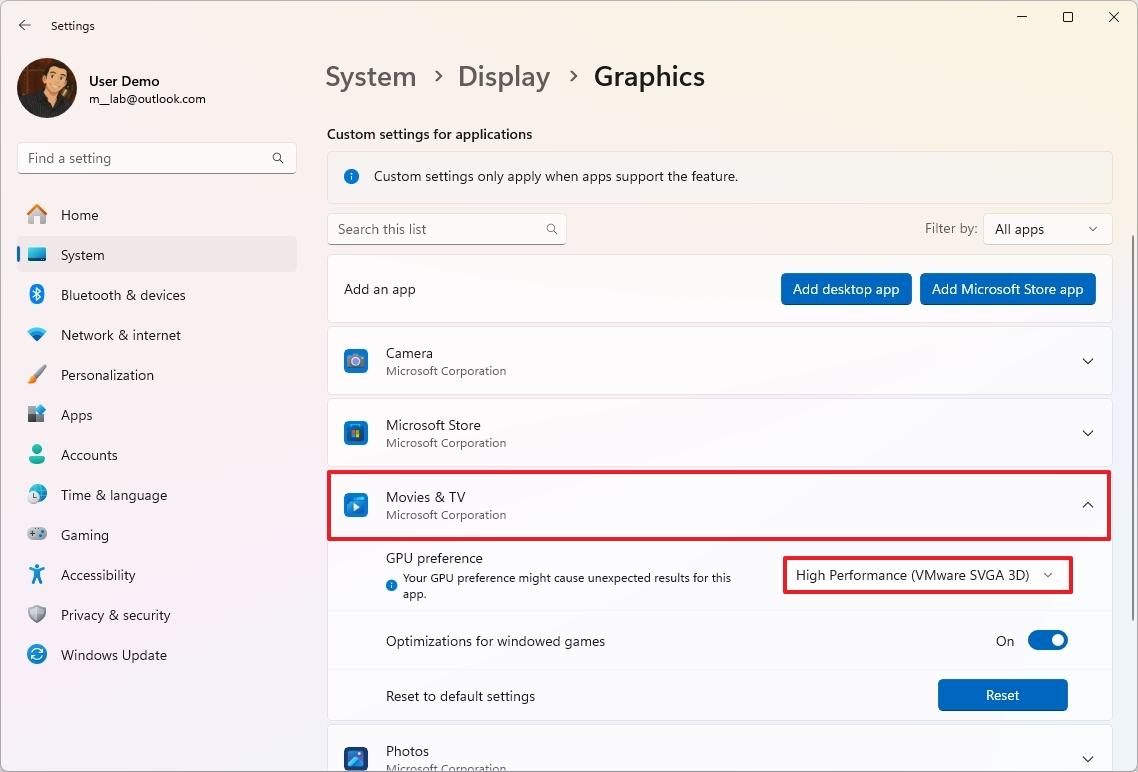 Windows 11 change game GPU