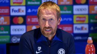 Chelsea head coach Graham Potter giving a press conference