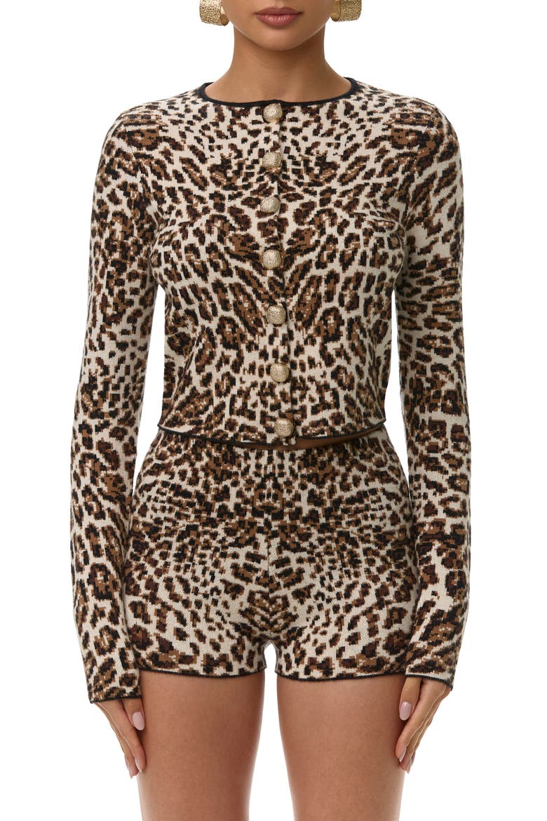 Leopard Jacquard Cropped Cardigan