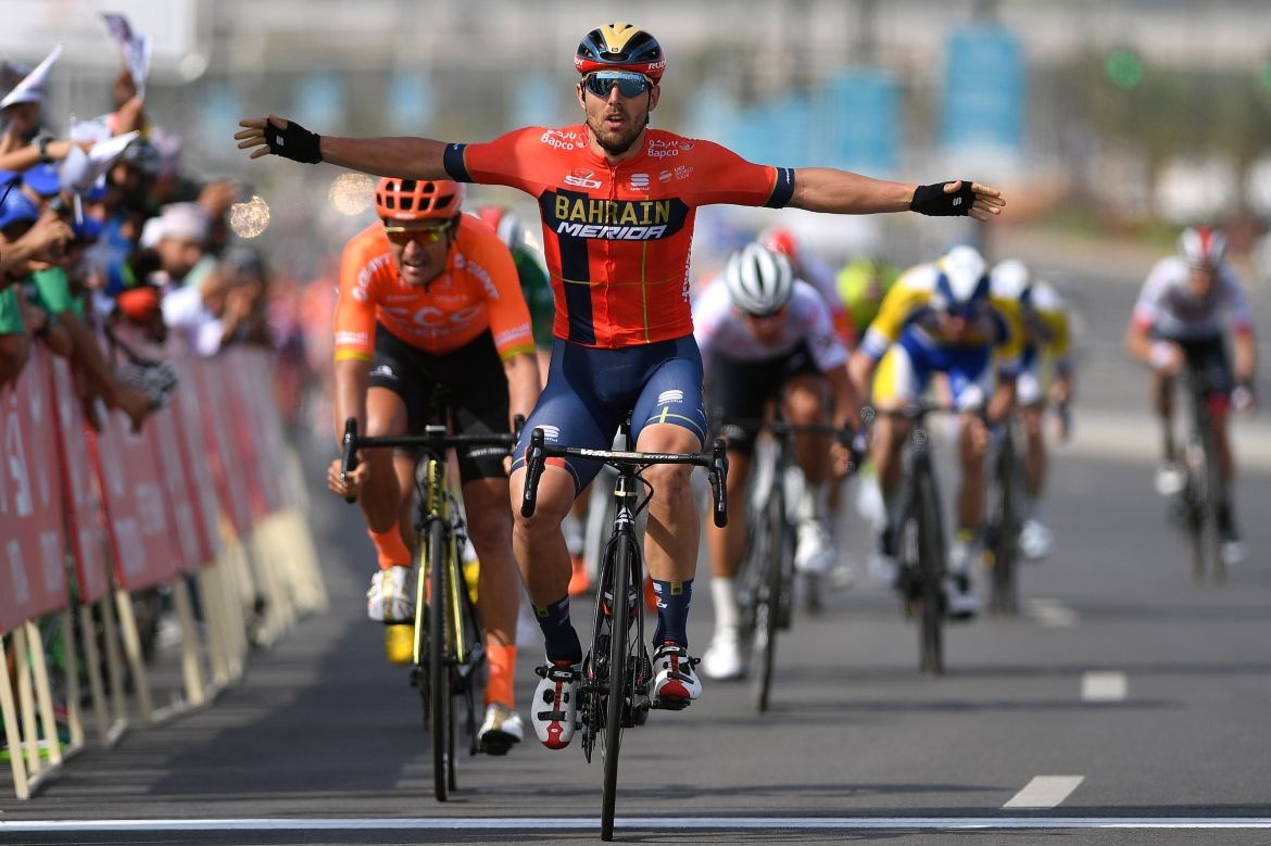 Sonny Colbrelli celebrates his win
