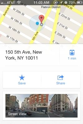 InfoSheet in Google Maps for iOS