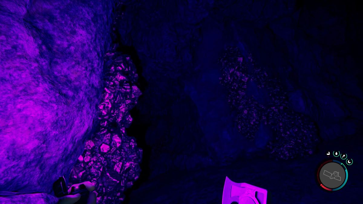 Sons of the Forest - a cave wall covered with geometric ore clusters.