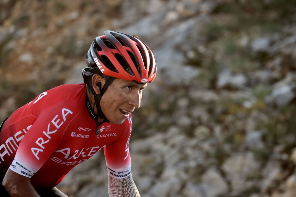 Team Arkea Samsic rider Colombias Nairo Quintana rides during the 15th stage of the 107th edition of the Tour de France cycling race 175 km between Lyon and Grand Colombier on September 13 2020 Photo by KENZO TRIBOUILLARD AFP Photo by KENZO TRIBOUILLARDAFP via Getty Images