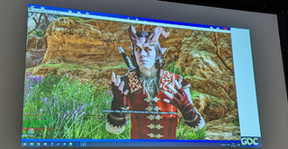 A picture of a projected image of Astarion from Baldur's Gate 3, except he is a tiefling.