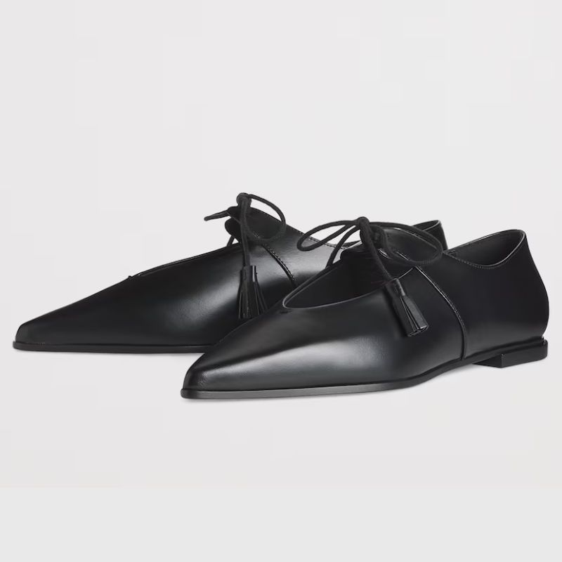 black ballet flats with bow detail by Max Mara