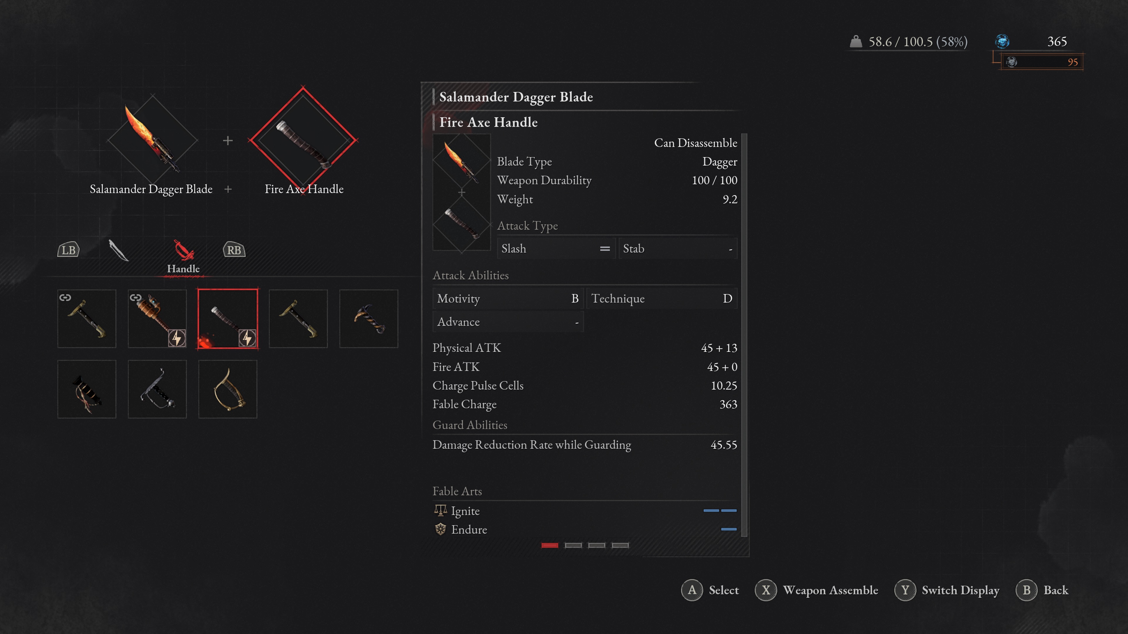 Скриншот из игры: сборка оружия в Lies of P