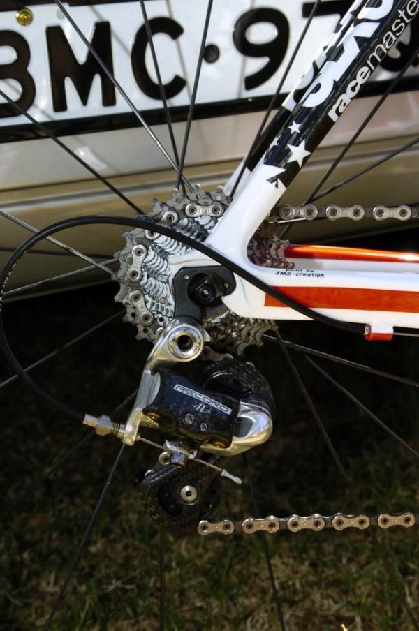 The chain stays on George Hincapie's bike features both the stars and stripes from the United States of America flag.