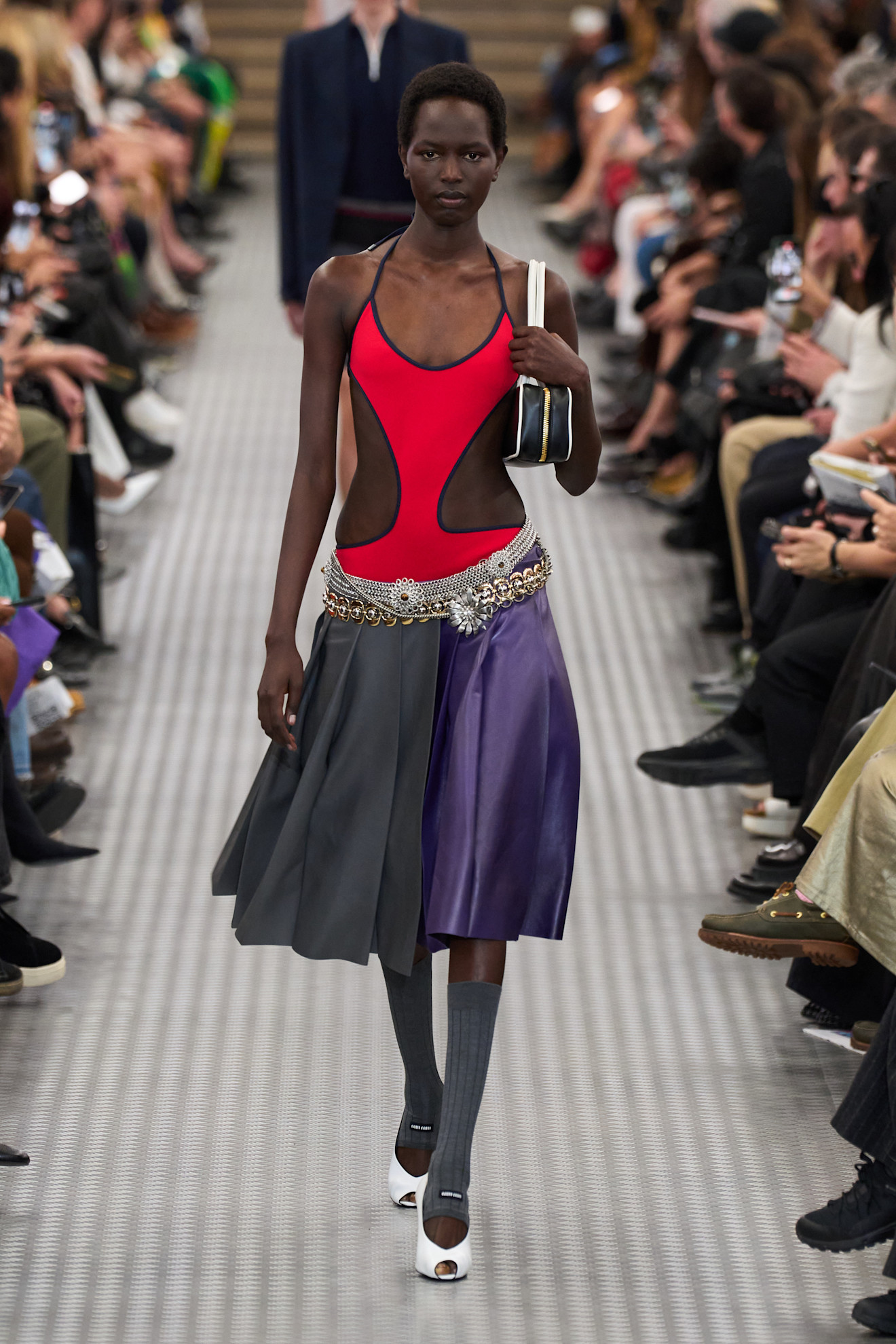 An image of Miu Miu's spring/summer 2025 runway, featuring one of the season's biggest bikini trends