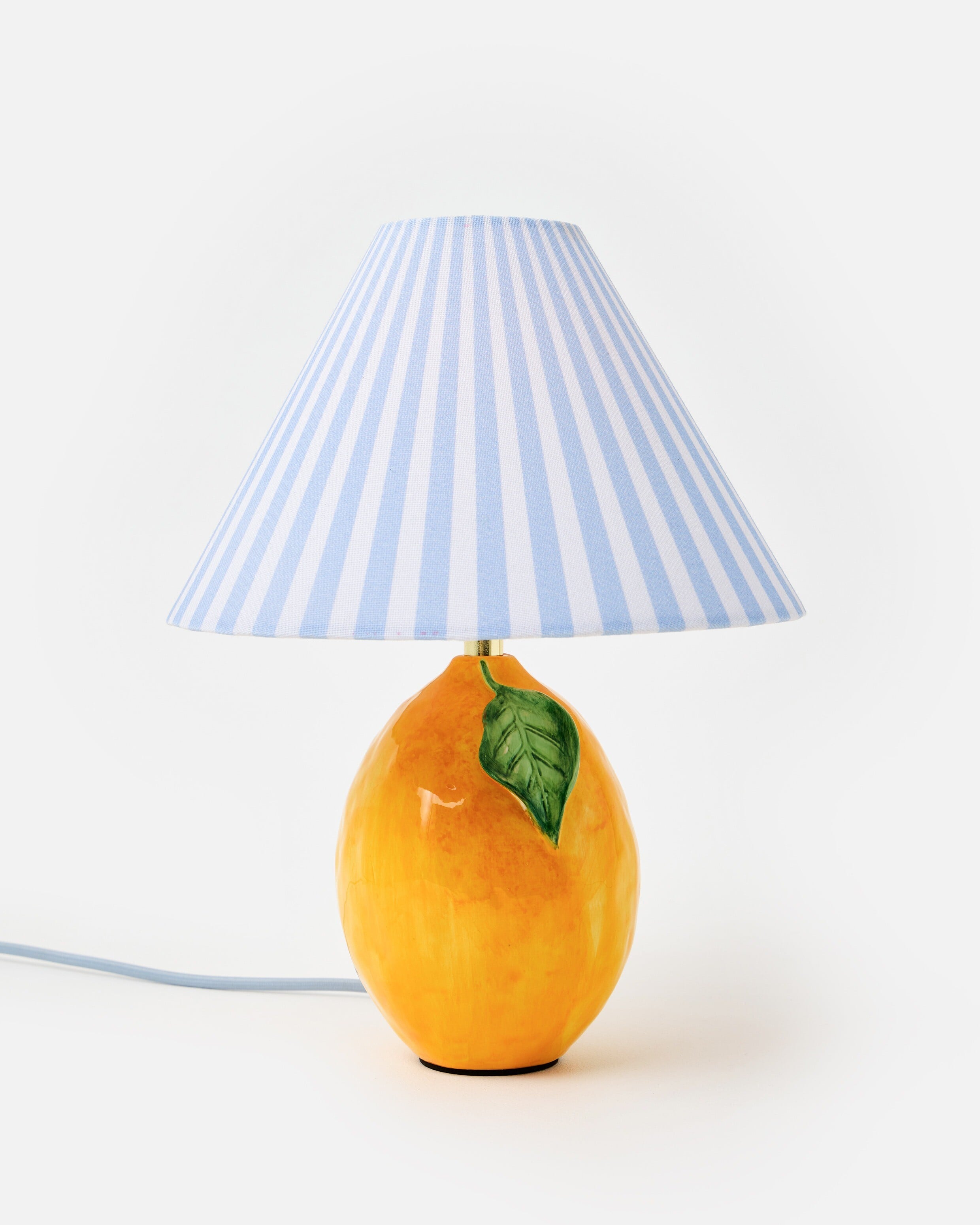 Lemon Ceramic Striped Desk &amp;amp; Table Lamp | Oliver Bonas