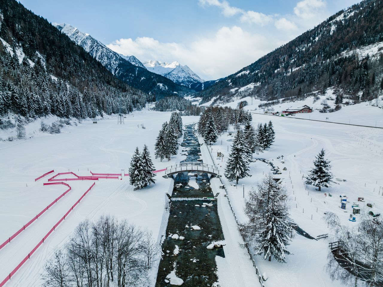 The river divides the Val di Sole course