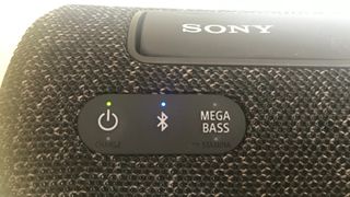Sony SRS-XG300 close-up of the power button