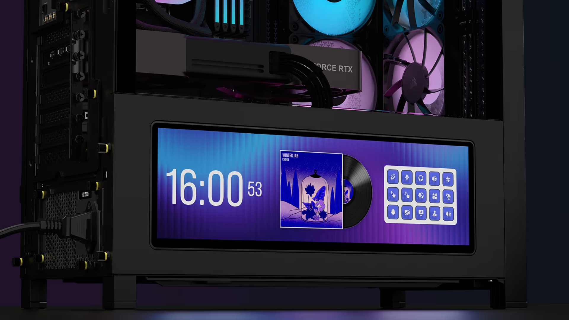 Corsair Frame 4000 LCD RS ARGB case&#039;s side panel and LCD touchscreen