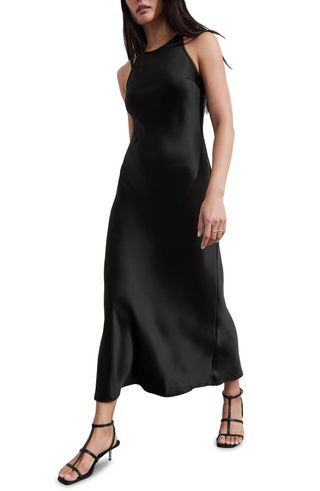 Sleeveless Satin Midi Dress