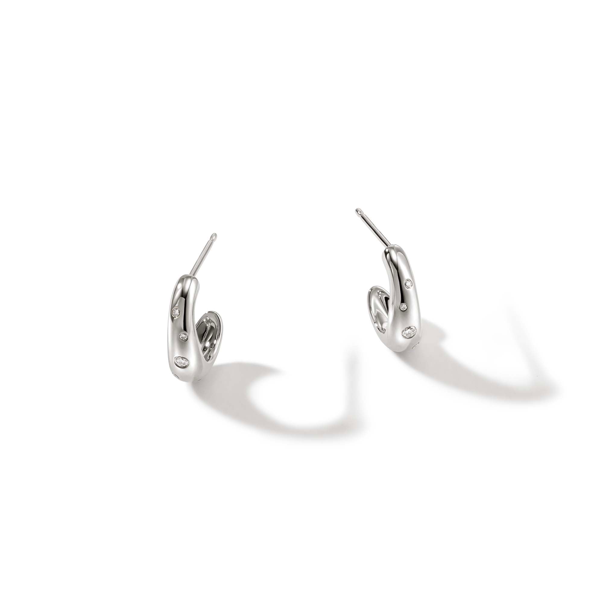 Surf J Hoop Earring, Silver, Diamonds, 15mm|ebp9011232di