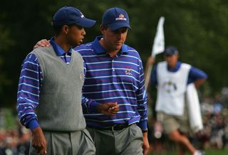 Tiger Woods and Phil Mickelson at the 2004 Ryder Cup