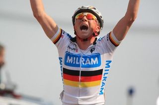 Fabian Wegmann (Team Milram) looked pretty pleased with his race win.