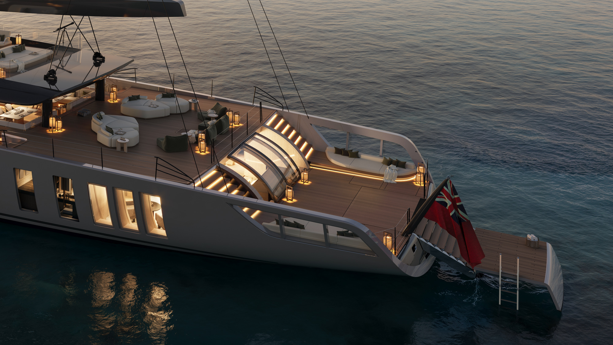 Sky project, exterior at sunset