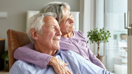 Senior couple enjoying a peaceful moment at home 