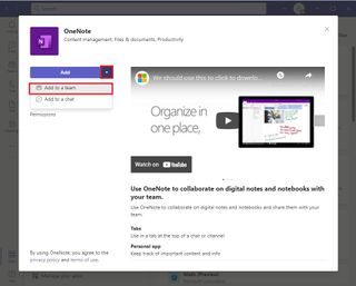 Install OneNote to Teams